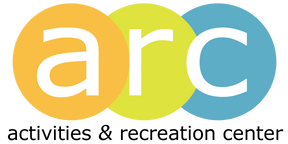orange, green, blue and white activities and recreation center logo